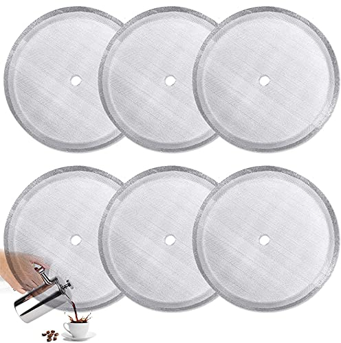 Meelio 6 Stück French Press Ersatzfilter Mesh Filter Ersatz Edelstahl French Press Ersatzsieb für 34oz / 1000ml French Press Kaffeemaschinen und Teemaschinen