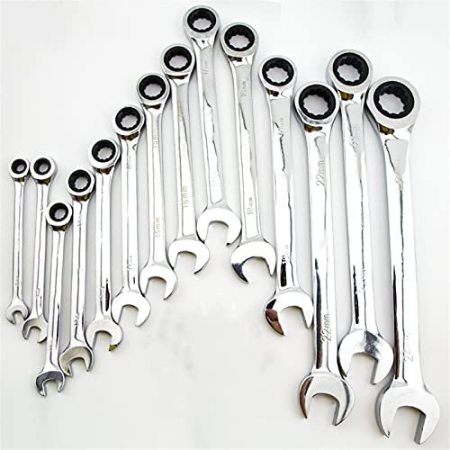BOSUGE Llave de trinquete, Juego de Llaves de trinquete 1 Piezas 24 mm 25 mm 27 mm 30 mm 32 mm Llave de trinquete de Doble Cabeza Fija Llaves Juego de Llaves combinadas Llave Universal (Color : 24mm)