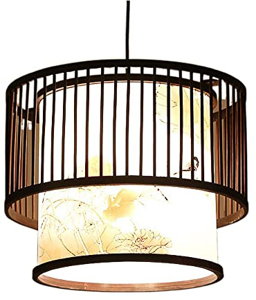 KXKLGWHN Southeast Asian Rural Style Bamboo Pendant Light,creative Birdcage Shape Hanging Lamp,E27 Lampholder Single Head Chandeliers,chafing Dish Shop,teahouse,living Room Lighting Fixtures