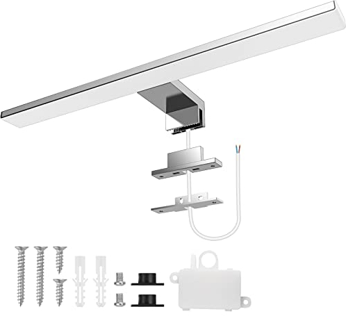 Aourow Lampada Specchio Bagno 10W, 40CM 820LM LED, Bianco Freddo 6500K, Resistente All'acqua IP44, Classe II per Armadietto a Specchio