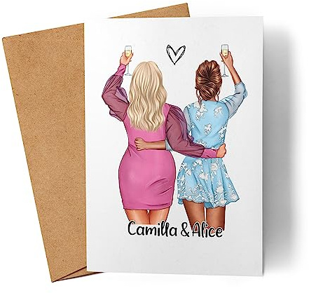 Kiddle-Design Karte Beste Freundinnen Geburtstagskarte | Geschenk Beste Freundin mit Namen | Freundinnen-Bild zum Geburtstag Personalisiert Freundschaft