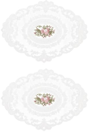 Luckious 2 Pack Retro Lace Placemats - French Crochet Doilies Table Placemats, Handmade Embroidered Table Mats