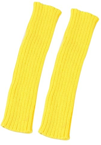 Générique Winter Lange Fingerlose Armwärmer für Damen und Herren Fingerlose Handschuhe mit Daumenloch Unterhandschuhe Ski Kinder (AC-Yellow, One Size)