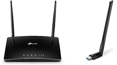 TP-Link TL-MR6400 LTE Router & Archer T3U Plus AC1300 High Gain USB WLAN Stick Adapter mit Antennen(bis zu 867 Mbit/s 5GHz