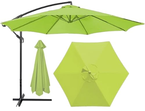 HonunGron Auvent De Remplacement pour Parasol 2m/2,7m/3m, 6 Baleines/8 Baleines Toile De Parasol Déporté Remplacement Pour Cour,Jardin,Plage,Polyester Anti UV 50+ (3M 6-Ribs,Vert clair)