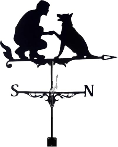 Girouette pour homme et chien avec tige de montage de toit, indicateur de direction du vent, support en métal extérieur pour jardin et cour