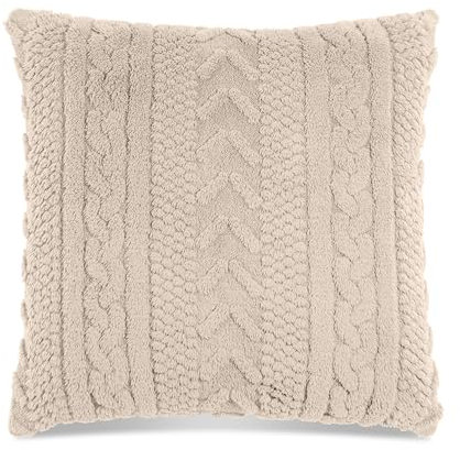 Quantum Interior by Maxland Weiches Fellkissen mit 3D-Zopfmuster, ca. 50 x 50 cm, Fellimitat, Beige (Offwhite)