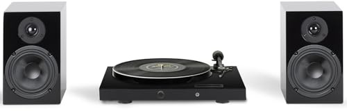 Pro-Ject E1 Jukebox OM5E – Tocadiscos con Bluetooth, amplificador frontal y de potencia, Speakerbox 5 Set – Sistema Todo en Uno – Negro