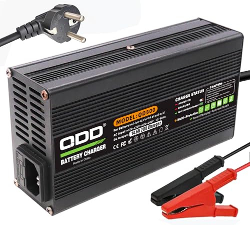 QDD Chargeur Intelligent d'entretien de Batterie 12V 20A 14.6V Chargeur de Batterie au Lithium LiFePO4 pour Bateaux, Camping-Cars, Véhicules Commerciaux, Batteries Rechargeables à Décharge Profonde