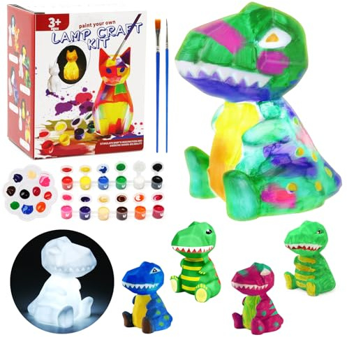 LinStyle Bastelset Kinder Malset ab 6 Jahre, DIY Dinosaurier Lampe Malset Kreativ Set für Mädchen und Jungen 4 5 6 7 8 9, Geburtstagsgeschenk Bastelset Mädchen Jungen 3-12 Jahre Geschenkideen
