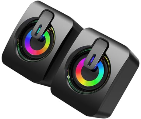 CAXUSD 1paio Casse Acustiche USB Subwoofer Altoparlanti Tavolo per Computer e Laptop Audio Omnidirezionale Compatto e Portatile