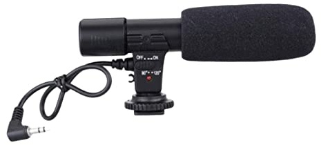 Holibanna Professionelles Interview Mikrofon für Kamera und Tablet mit Stereo Hochsensitivität und Langer Standby Abs Material 90/120 Grad Richtwirkung für Aufnahme und Berichterstattung