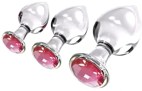 HCUDFN Ensemble de 3 plugs anaux en verre BDSM, dilatateurs anaux avec bijoux en cristal et diamant, godemichet anal, jouets sexuels for femmes et hommes