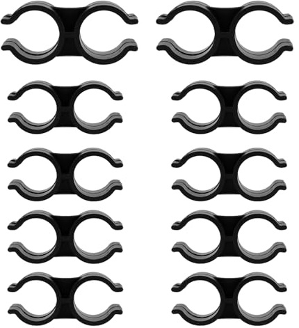 Lot de 10 colliers de serrage double en plastique noir, 25 mm de type H, pour entrepôt, supermarché, étagère, connecteur, boucle de tube