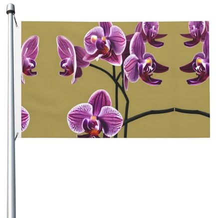 Bandiere con bellissime orchidee da 1,5 m, a prova di scolorimento, per interni/esterni, con occhielli in metallo, per decorare la casa e le vacanze