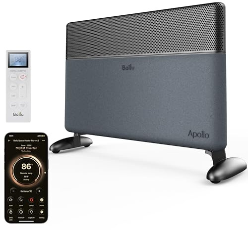 Ballu Convection Panel Space Heater for Large Room,Smart Quiet Heater with Programmable Thermostat,WiFi App Control,Inverter Energy Efficient for Indoor Use,Works with Alexa,Black