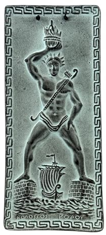 Colossus of Rhodes Ceramic Wall Relief – Handmade Greek Tile Décor – 11.81 in / 30 cm