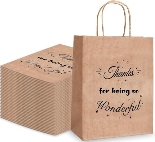 Kinmsito 20 Stück Papiertüten Mit Henkel, Geschenktüten, Braun, 21x11x27cm | Papiertragetaschen, Kraftpapiertüten Mit Griffen for Geburtstag, Einkaufen, Weihnachten, Party