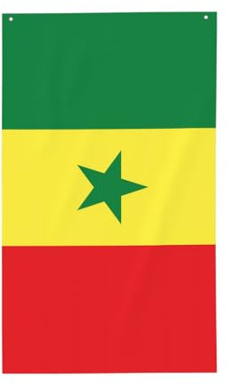 Drapeau du Sénégal. Drapeau décoratif d'extérieur 0,9 x 1,5 m, bannière verticale en polyester. Convient pour une utilisation en extérieur