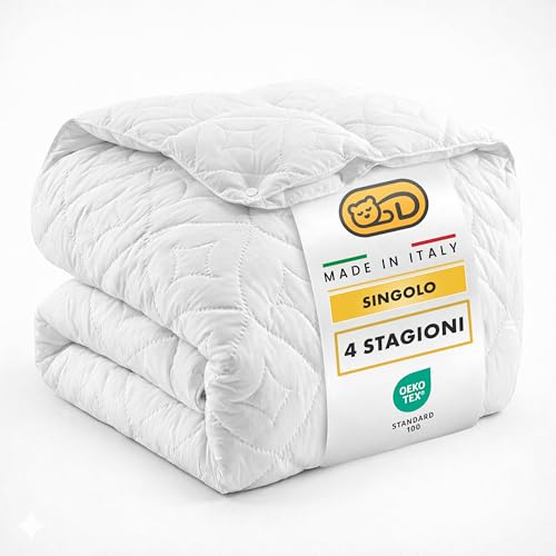 Dream Piumino letto Singolo 4 Stagioni 150x200cm Microfibra 100g + 200g Anallergica - Trapunta Letto Singolo Tessuto Mano Pesca - Piumone Privo di Sostanze Nocive certificato OEKO-TEX - Made in Italy