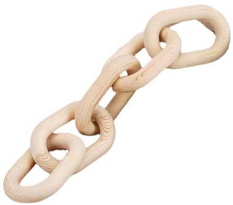 Gettimore Holzkette Dekoration für Zuhause und Büro, Rustikale Charme Dekorative Kette, Stabile Holzgliederkette für Couchtisch, Kerzenständer und Türgriffe, 54 x 10 x 10 cm, Weiß