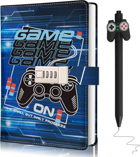 Diario Segreto Bambino Ragazzi, Regalo Ragazzo 7 8 9 10 11 12 13 14 15 Anni, Diario con Lucchetto per Ragazzi, Compleanno Regali per Ragazzo Teen, Cancelleria Quaderno Penna Diario Scuola Game On
