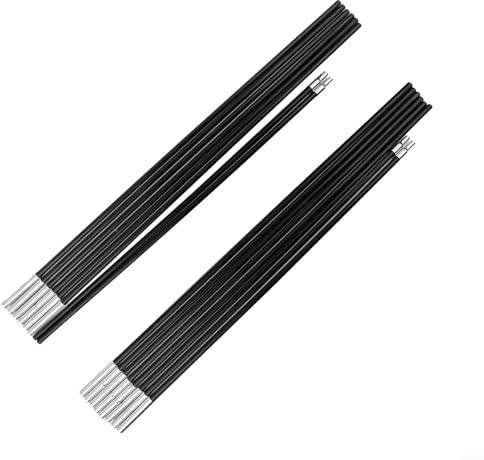 Par de postes de fibra de vidrio para tienda de campaña, varillas de soporte plegables de 18 pies con cordón elástico, kit de marco de toldo ligero para tiendas de campaña de senderismo de 1 a 8