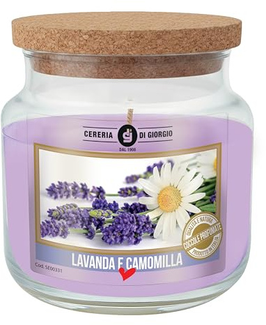 Cereria Di Giorgio - Candela in Giara di Vetro Profumata alla Lavanda - Con Astuccio Protettivo - Coccole Profumate - Diametro 10 cm Altezza 11 cm - Durata 80 Ore