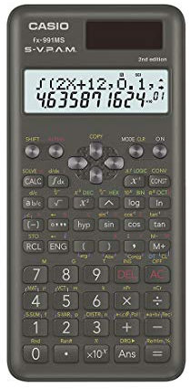 Casio FX-991MS 2nd Gen Non-Programmable Scientific Calculator, 401 Functions and 2-line Display, Black