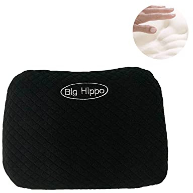 Big Hippo, cuscino da viaggio in memory foam, cuscino con fodera rimovibile, morbido cuscino da campeggio, comodo cuscino per pisolino, per scuola, ufficio, viaggi, campeggio, colore nero (1 pezzo)