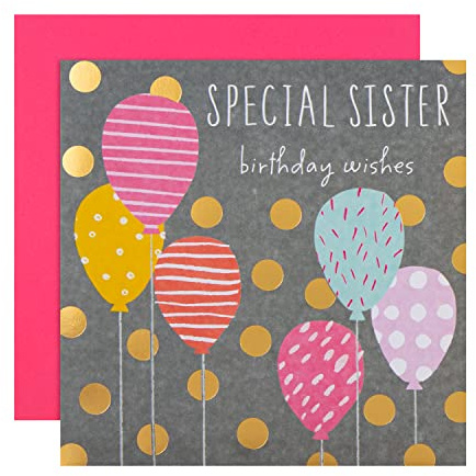 Hallmark Biglietto di compleanno per sorella, design contemporaneo con palloncini