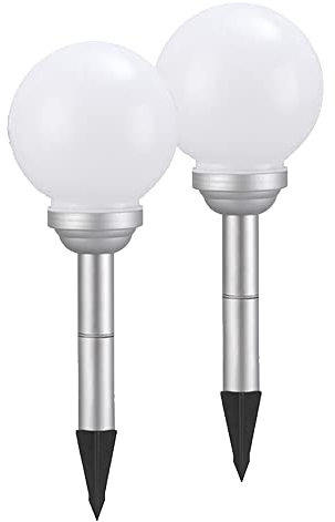 Dapo 2x Solar-Kugel-Dekoleuchte OLA D:20cm Garten Dekokugel mit Erdspieß IP44, Garten-Wege-Party-Dekorations-Leuchte-Lampe (20+20cm)