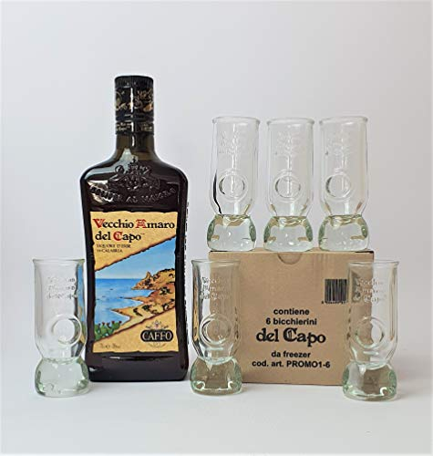 Vecchio Amaro del Capo 70 cl + N° 6 Bicchieri Freezer del Capo Originali