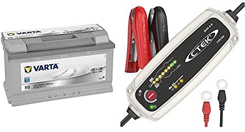 Varta 6004020833162 Autobatterie Silver Dynamic H3 12 V 100 Ah 830 A & CTEK 56-305 MXS Batterieladegerät 5 Batterieladegerät Mit Automatischer Temperaturkompensation, 12V 5 Amp (EU Stecker)