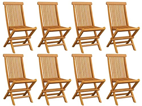 vidaXL Hopfällbara trädgårdsstolar 8 st massiv teak