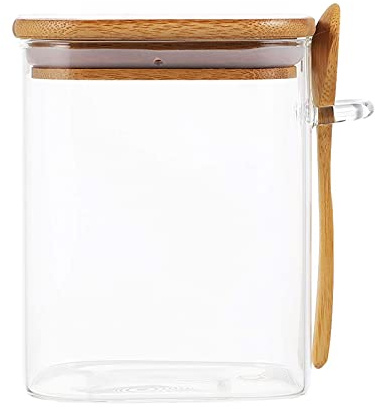 YRHH Barattoli Quadrati in Vetro, Ermetici, per Cucina, Cibo, tè, Barattoli per Zucchero, Sale, caffè, 1000 Ml-1PCS