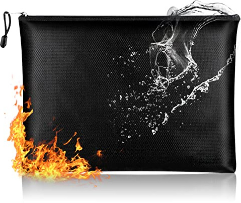 Porte-documents coffre-fort ignifuge étanche pour documents A4 - Sac de rangement avec fermeture éclair (34 x 25 cm)