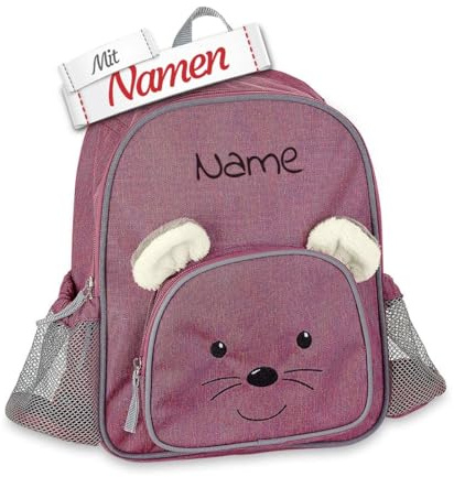 LALALO Kindergartenrucksack mit Namen personalisiert, Sterntaler Kinderrucksack, Kinder Rucksack für Kindergarten Kita, Kleinkind Tasche, Kindergartentasche (Maus Mabel)