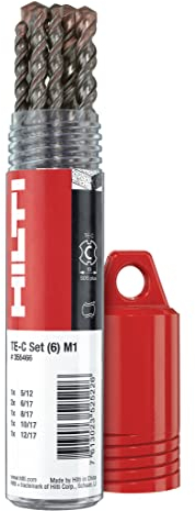 Hilti 2224211 Juego de 6 brocas helicoidal M1 para TE-C SDS Plus (1x5/12, 2x6/17, 1x8/17, 1x10/17, 1x12/17. Accesorios para taladro atornillador)