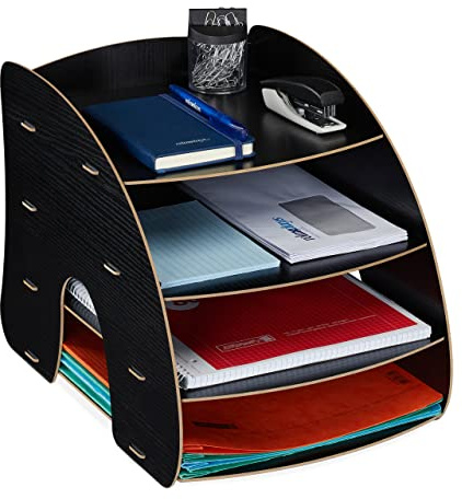 Relaxdays Dokumentenablage, 4 Fächer, Briefablage, Büro Organizer für A4 Papier, HxBxT: 27 x 25,5 x 34,5 cm, Farbwahl | Büro Organizer für A4 Papier, HxBxT: 27 x 25,5 x 34,5 cm
