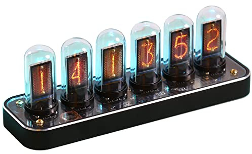 TPHRAVAL Nixie Clock, Imitation Glow Tube Clock, Aluminum Alloy Base, Support uploading Custom Pictures, 12/24 Hours Switch, 40 Kinds of Dial Styles, Creative Desktop Decoration