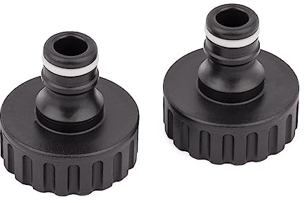 MIVOS 2 connettori per rubinetti con Filettatura Esterna da 1 Pollice BSP (33,3 mm) – Connettore Rubinetto con Attacco rapido per Tubo da Giardino – Realizzato in 90% plastica Riciclata