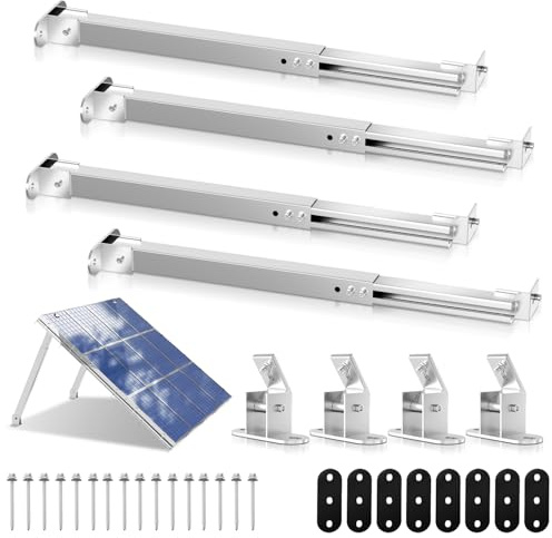Gimisgu Solarpanel Halterung Verstellbare Dachhalterung Einstellbarer Winkel von 0° - 60°Solarmodul für Halterungen Haltbarkeit,Solarmodul Halterung für Balkon,Garage,Wand 2 Paar