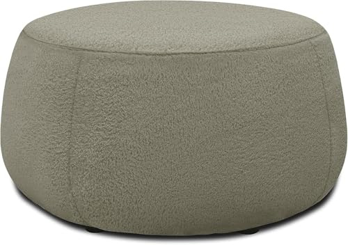 DOMO. collection Polsterhocker Molina, runde Form, Taupe | Hocker aus Teddy-Stoff mit runder Form, vielseitig als Sitz- oder Fußhocker, 75 x 75 x 42 cm (BxTxH)