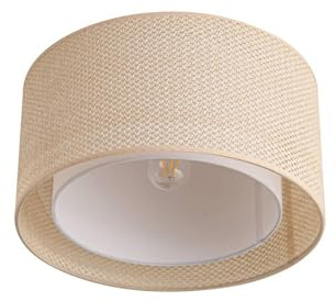 Lindby Deckenleuchte Ø 40 cm, Deckenlampe Textil Kunststoff Rattanlook 1x E27 ohne Leuchtmittel Wohnzimmerlampe Deckenbeleuchtung Schlafzimmerlampe