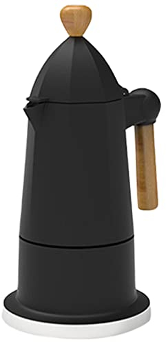 OQHAIR Cafetera Clásica Cafetera Italiana De Aluminio Olla Moka Fácil De Limpiar Adecuada Para Cocinas De Inducción De Fuego Horno De Cerámica Y Estufa De Gas Negro 180ml