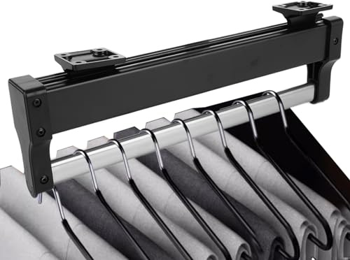 WOPPLXY barra extensible para colgar ropa de Negro, 292-590 mm perchero extraible armario de Acero Para colgar ropa, bolsos y corbatas (Negro)