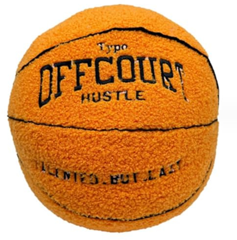OUKEYI 9.8/25cm Offcourt Basketball Plush Toy, Soft Pillow Stuffed Sofa Ball for Fans, Boys and Girls of All Ages (Orange)