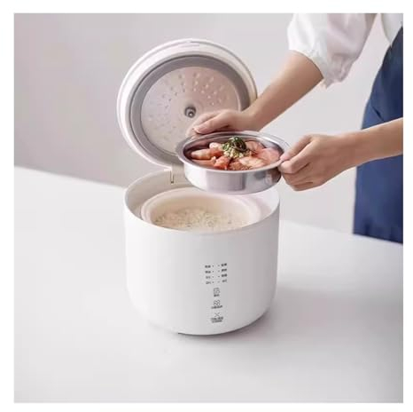 Olla arrocera doméstica de 2L, cocina automática multifuncional, ollas arroceras eléctricas pequeñas for 1-2 personas (Color : C-With steamer white)