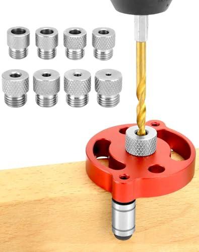Wenrecu Woodworking Center Finder Kit, Drill Guide Positioner with 3/4/5/6/7/8/9/10mm Drill Bushing